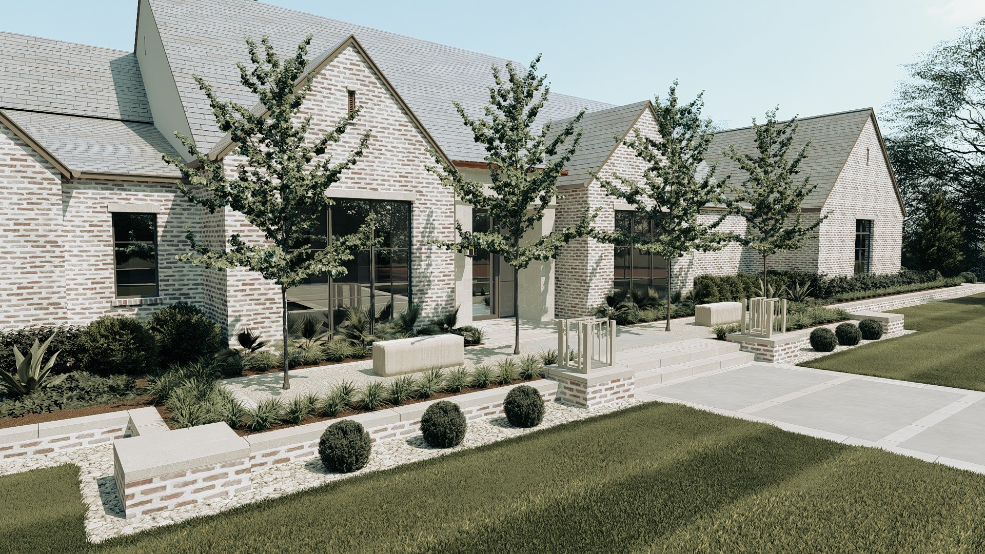 Live Oak canopy with layered planting at a Montrachet landscape — Blount Designs
