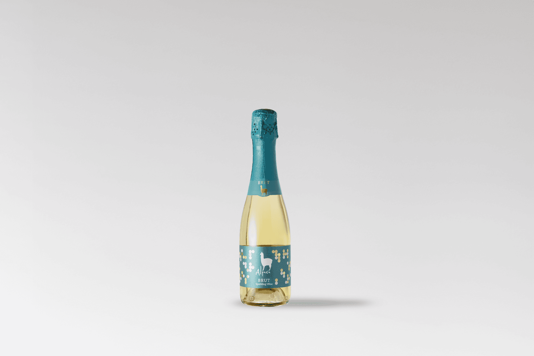 Single small Alpaca Sparkling bottle with mint-green packaging on a neutral background.