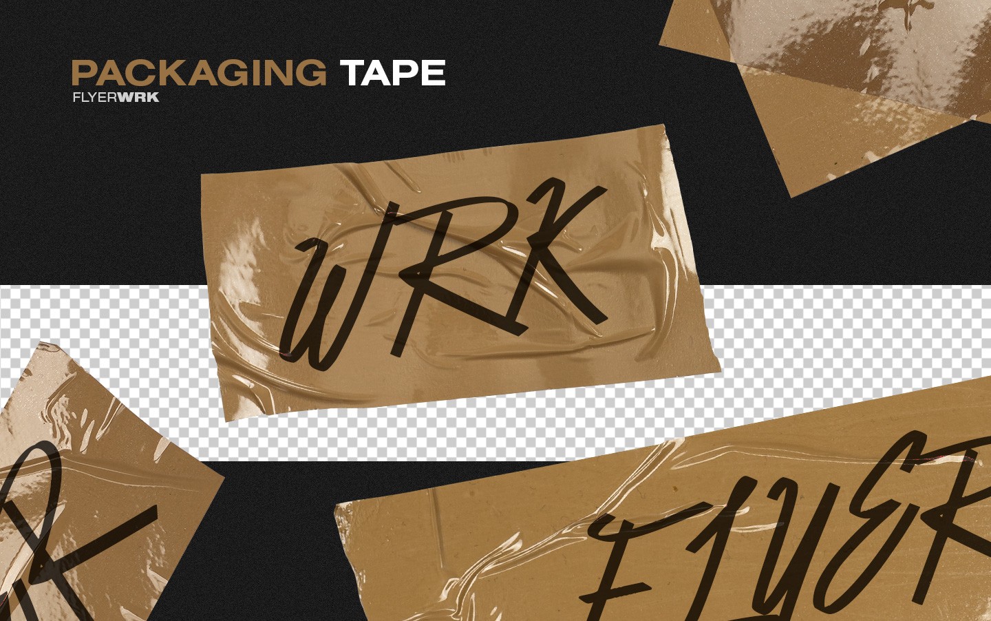 Isolated Adhesive Tape Pieces high resolution brown packaging tape textures with realistic wrinkled adhesive edges