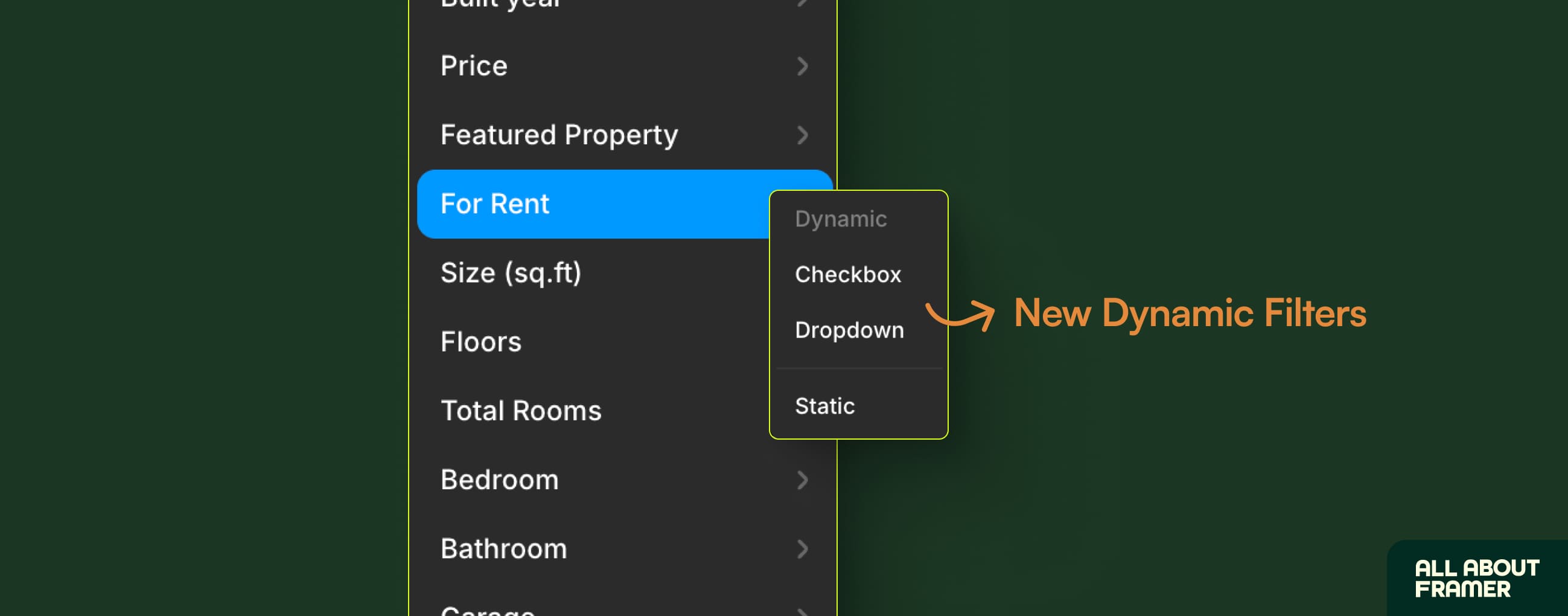 How to set up dynamic filters in Framer