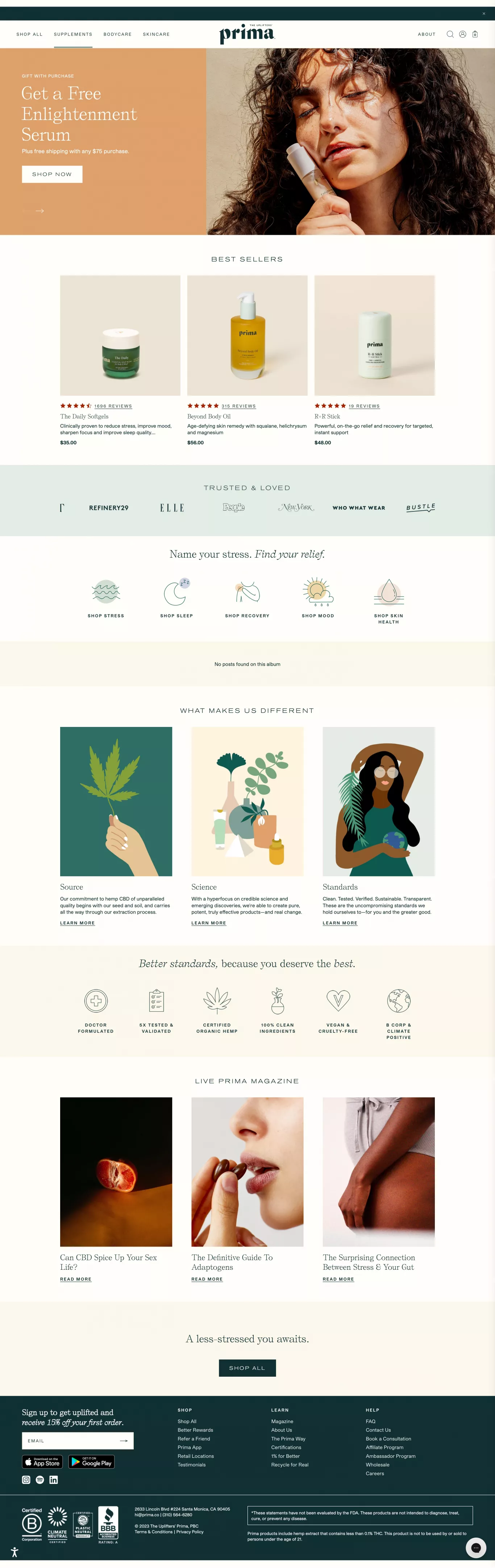 Premium Hemp Products for Wellness & Ski ecommerce page screenshot showcasing Beauty and Ecommerce design