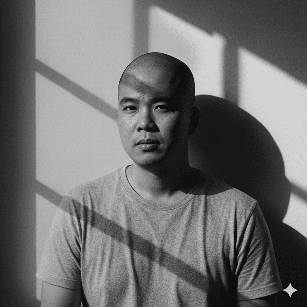 womans face in dark room