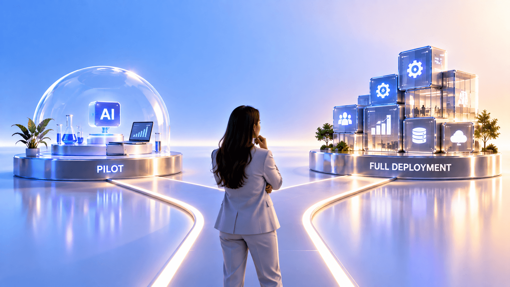 Enterprise AI program stalled between AI strategy and execution due to gaps in operating model, ownership, and technical capacity