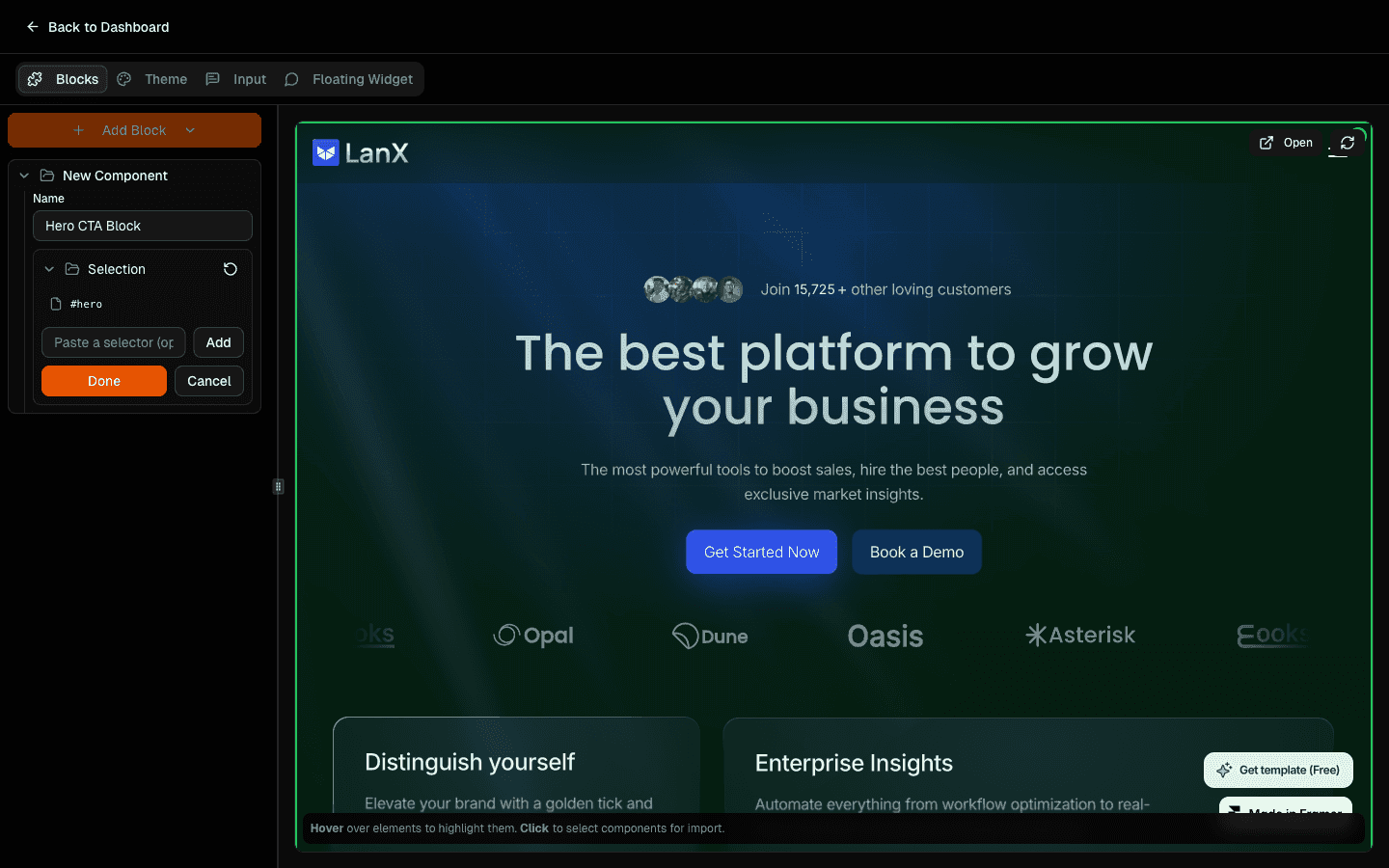 Editing the block content