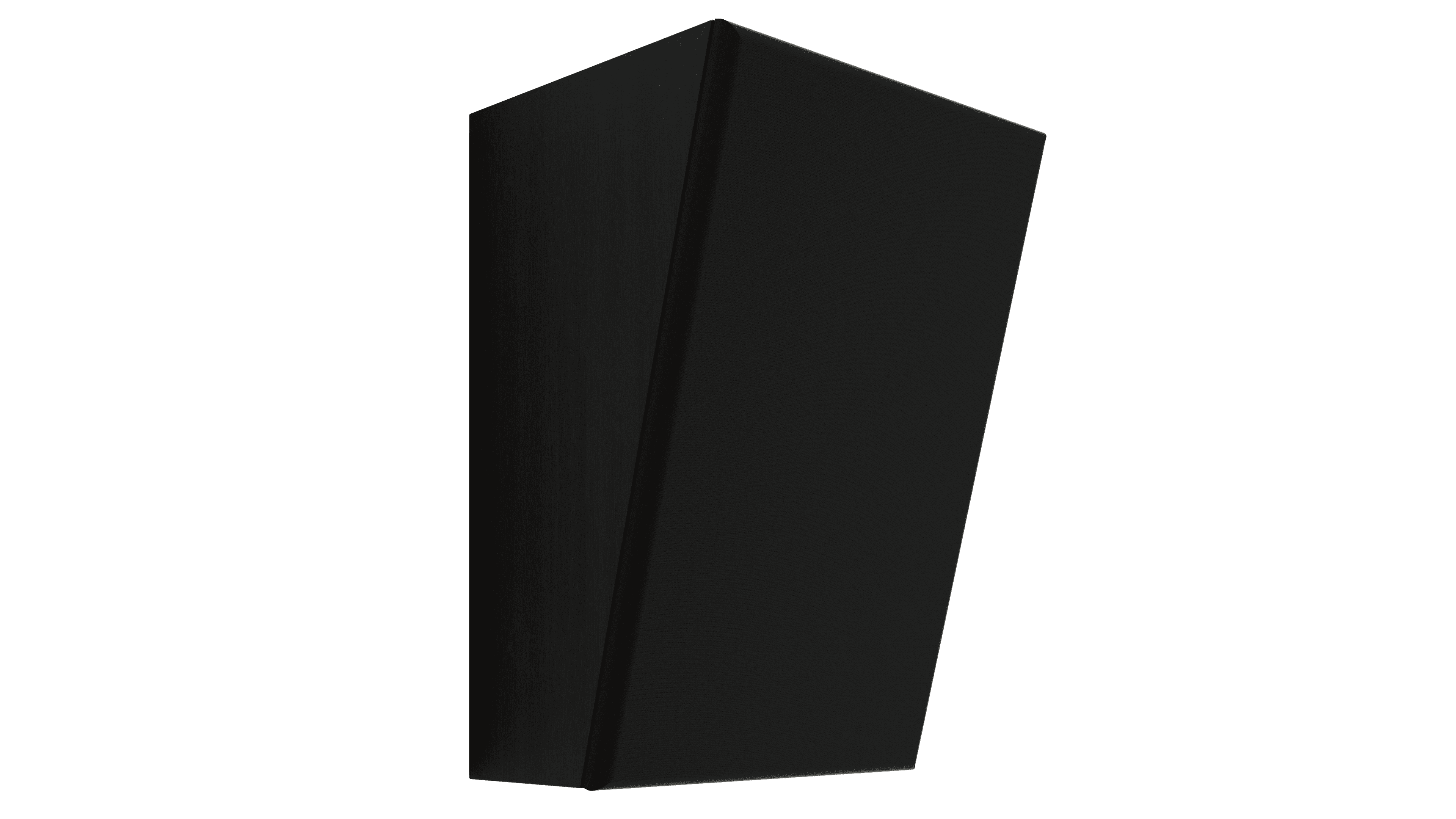 Black angular object against a white background.