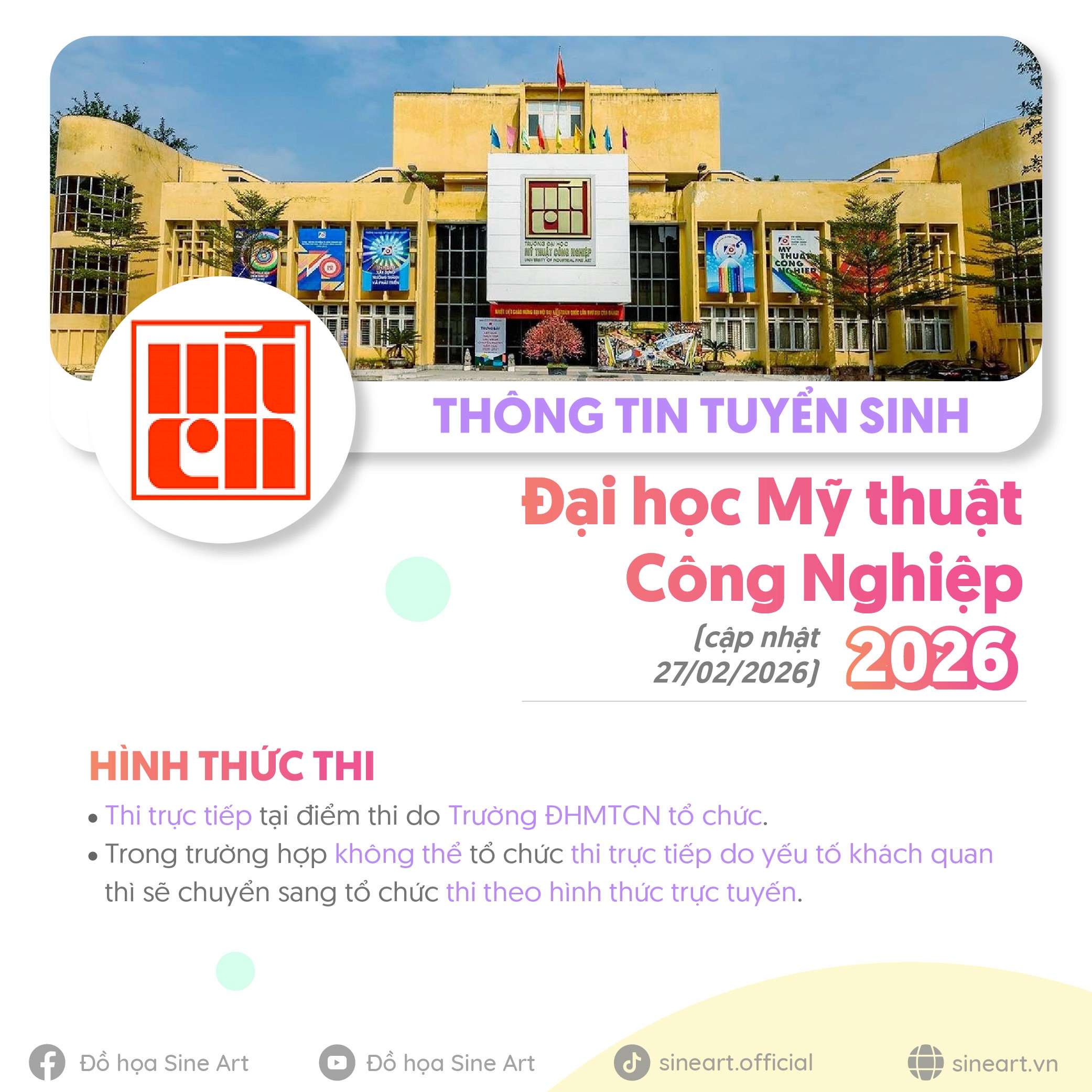 Tóm tắt thông tin tuyển sinh của trường Mỹ thuật Công Nghiệp năm 2026 (cập nhật 27/02/2026)