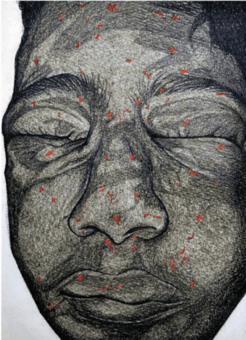 herd of sheep on road painting