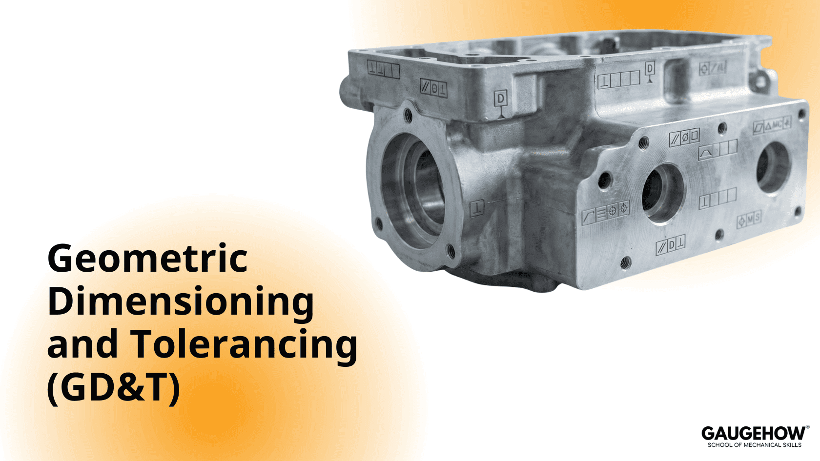 mechanical part design with gd and t symbol lebelled