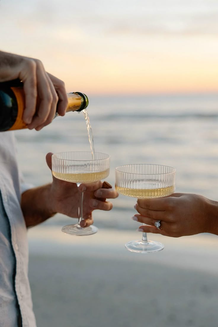 romantic sea view champagne