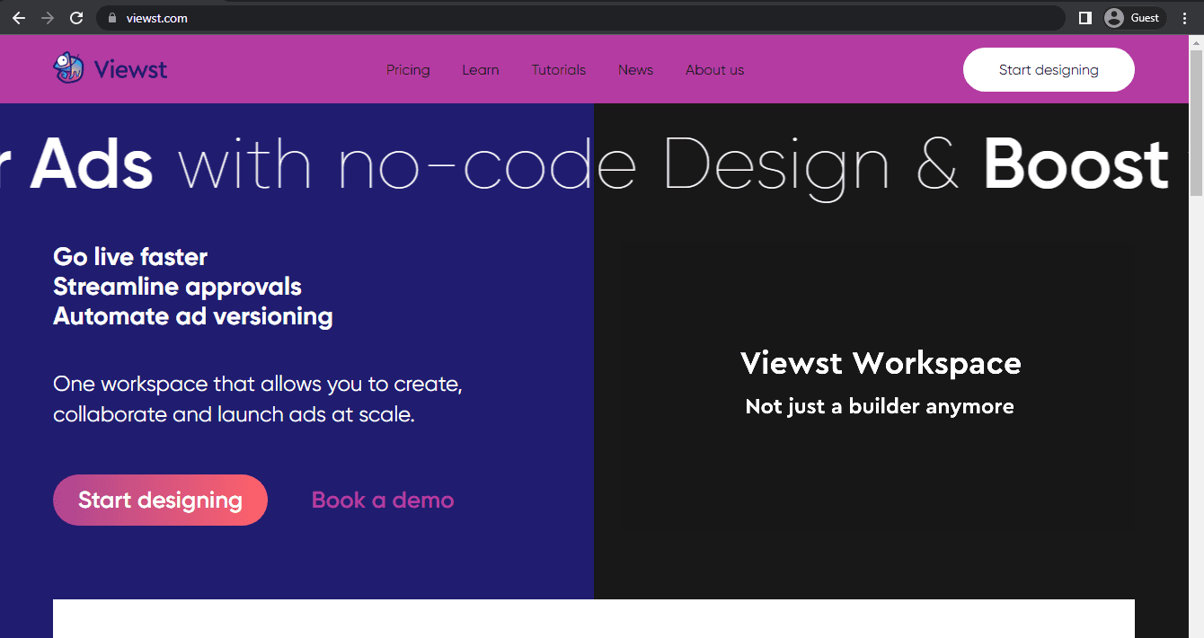 viewst landing page