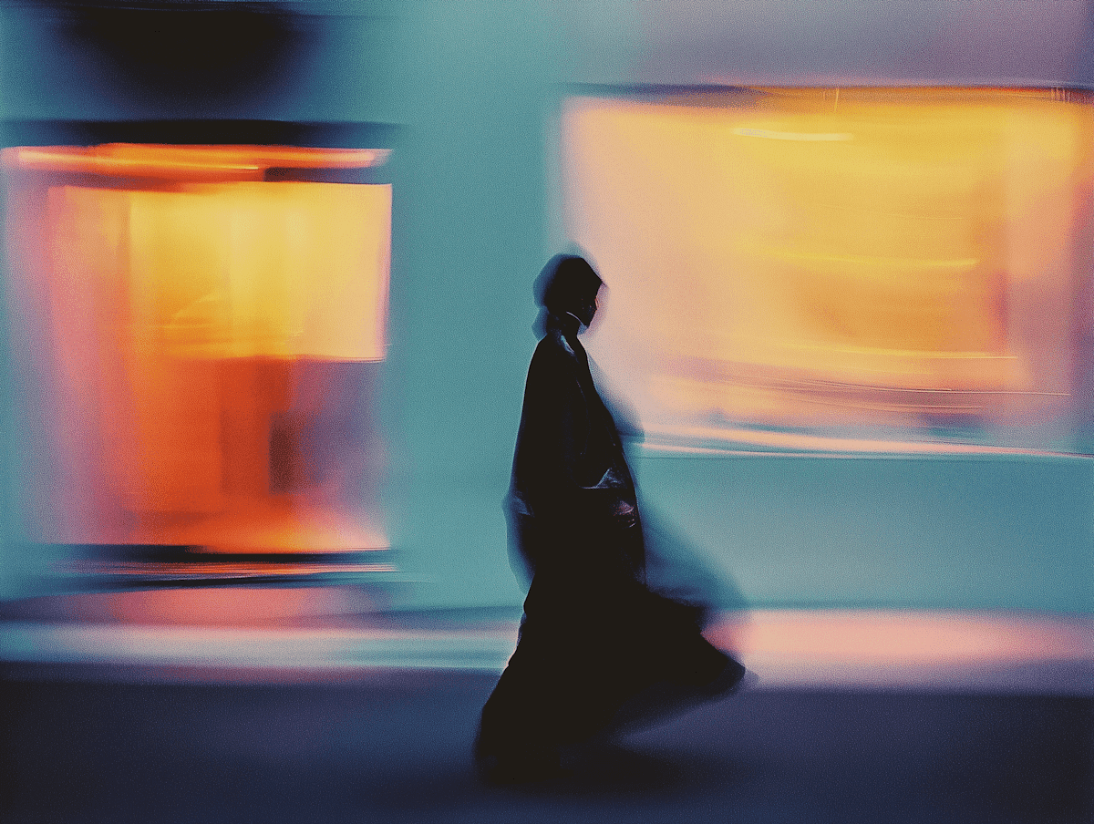 A woman wearing a long dress walks along a street, showcasing her elegant style against a backdrop of buildings.