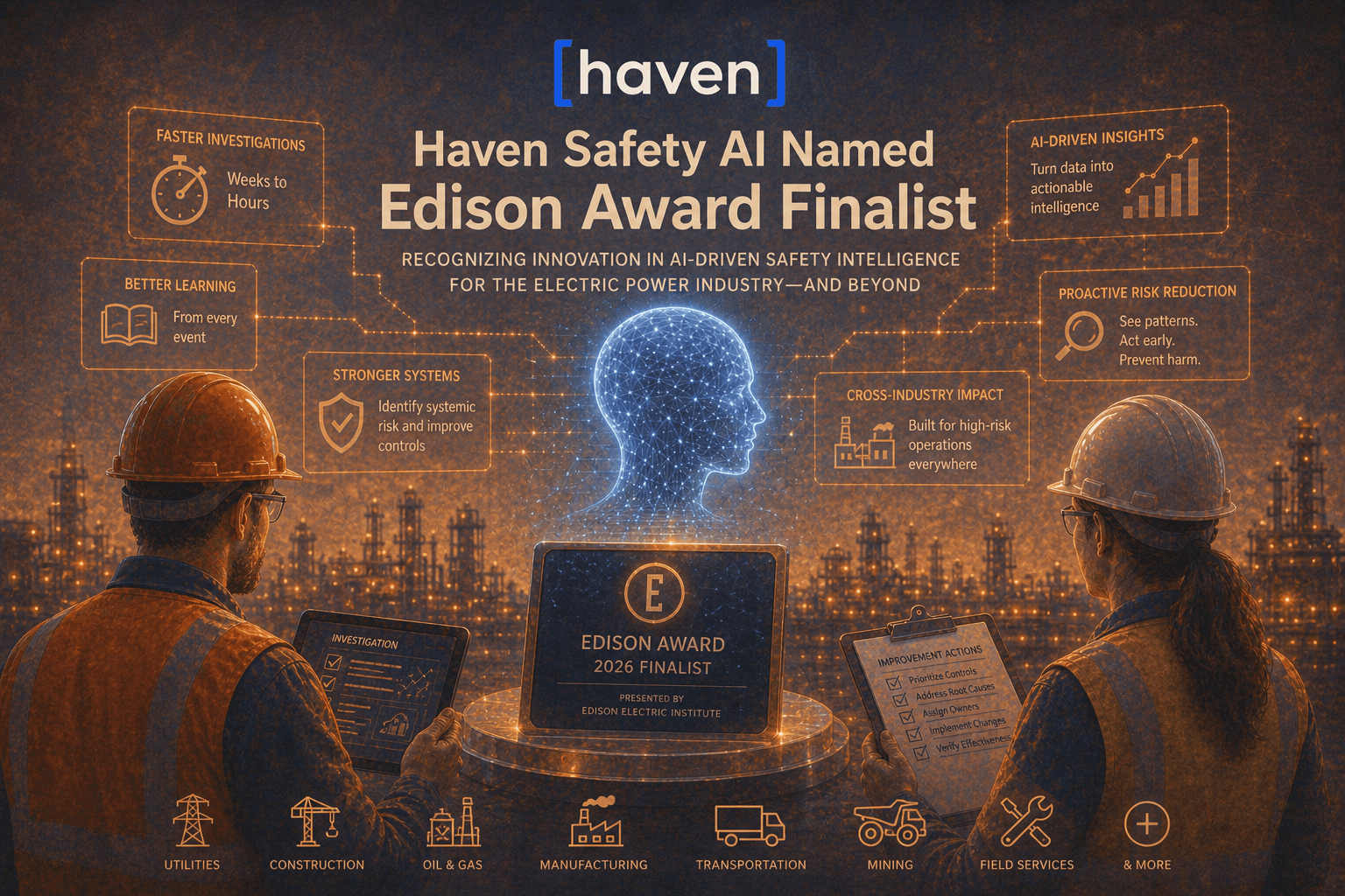 Haven Named Finalist for EEI’s Most Prestigious Edison Award