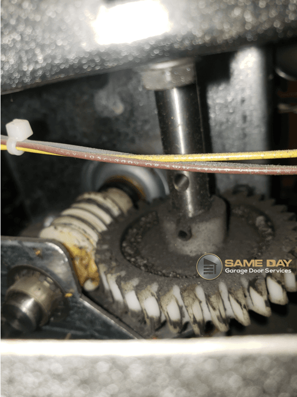 Inside of a broken garage door opener