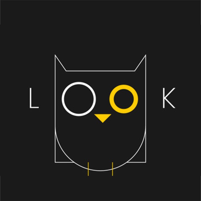 Simple illustration of the word "LOOK" with the two "O"s working as the eyes of a simplified owl.