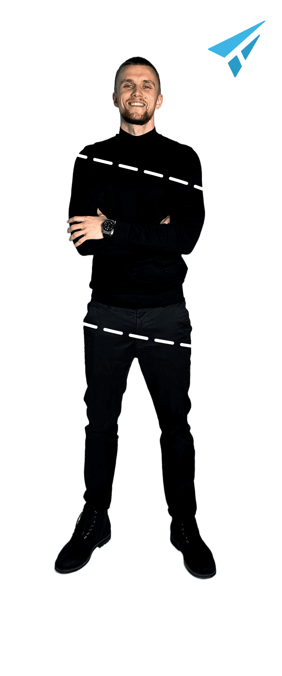 Telegram marketing expert standing in front of a smartphone screen with a digital paper plane and growth trajectory – Representing Teleton, the first Telegram ads agency specializing in Telegram growth, targeted Telegram advertising, and high-performance Telegram marketing strategies.