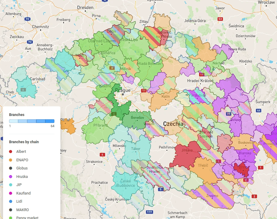 Location Analysis in Retail visualized in CleverMaps Studio