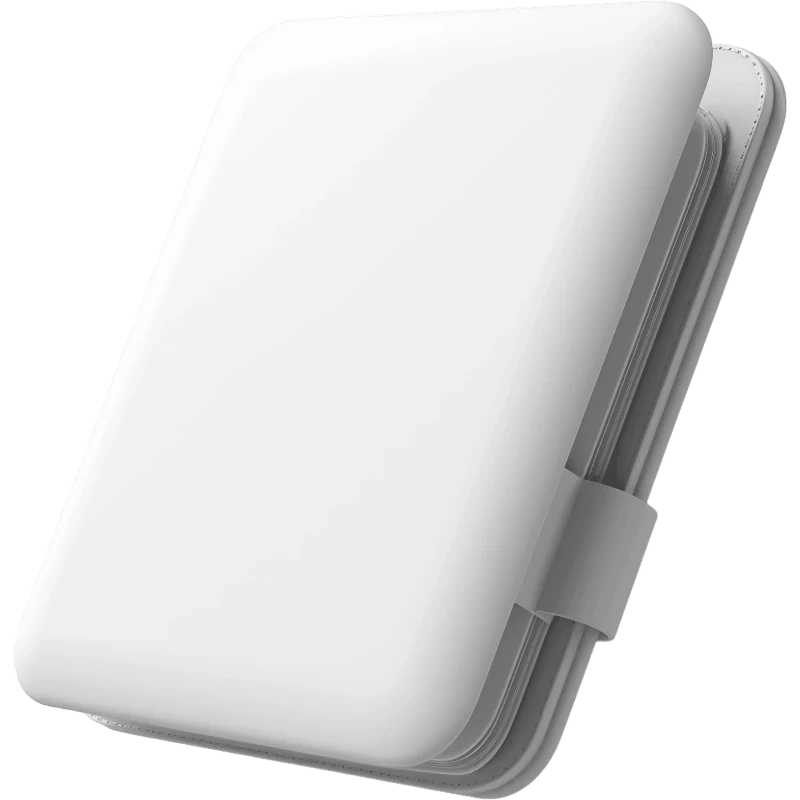 A 3D white booklet icon