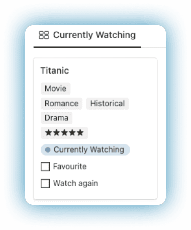 Movie and shows tracker in notion Life OS