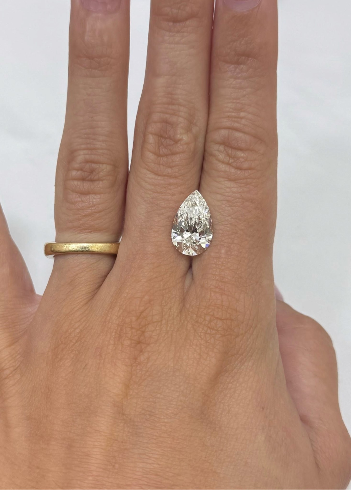 Pear shaped teardrop lab-grown diamond.