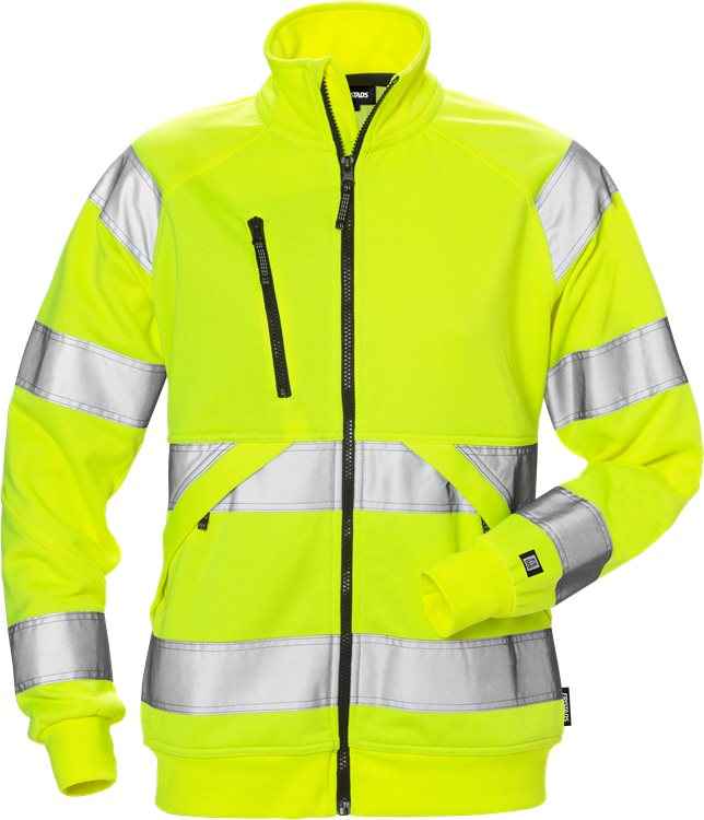 Softshell werkjas dames bij Vanatex — FRISTADS High vis sweatjack dames klasse 3 7427 SHV