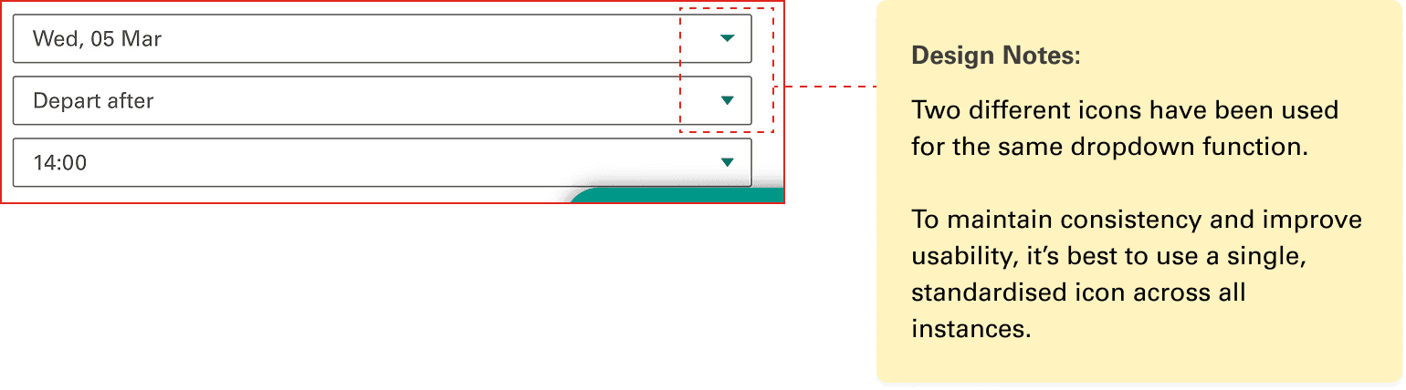 A snapshot of the design inconsistencies within GWR website that I found. 