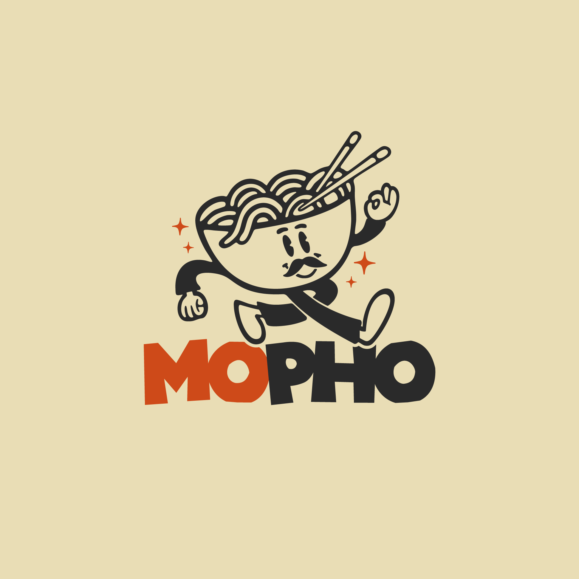 Animated GIF showing Mopho brand identity in motion, featuring logo animation and colour transitions