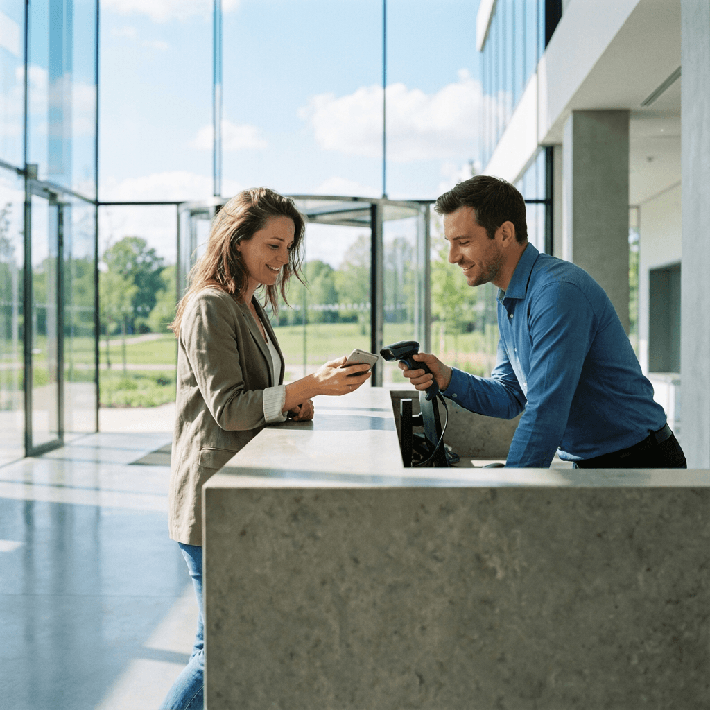 Check-in mit Handscanner über das anny Buchungssystem