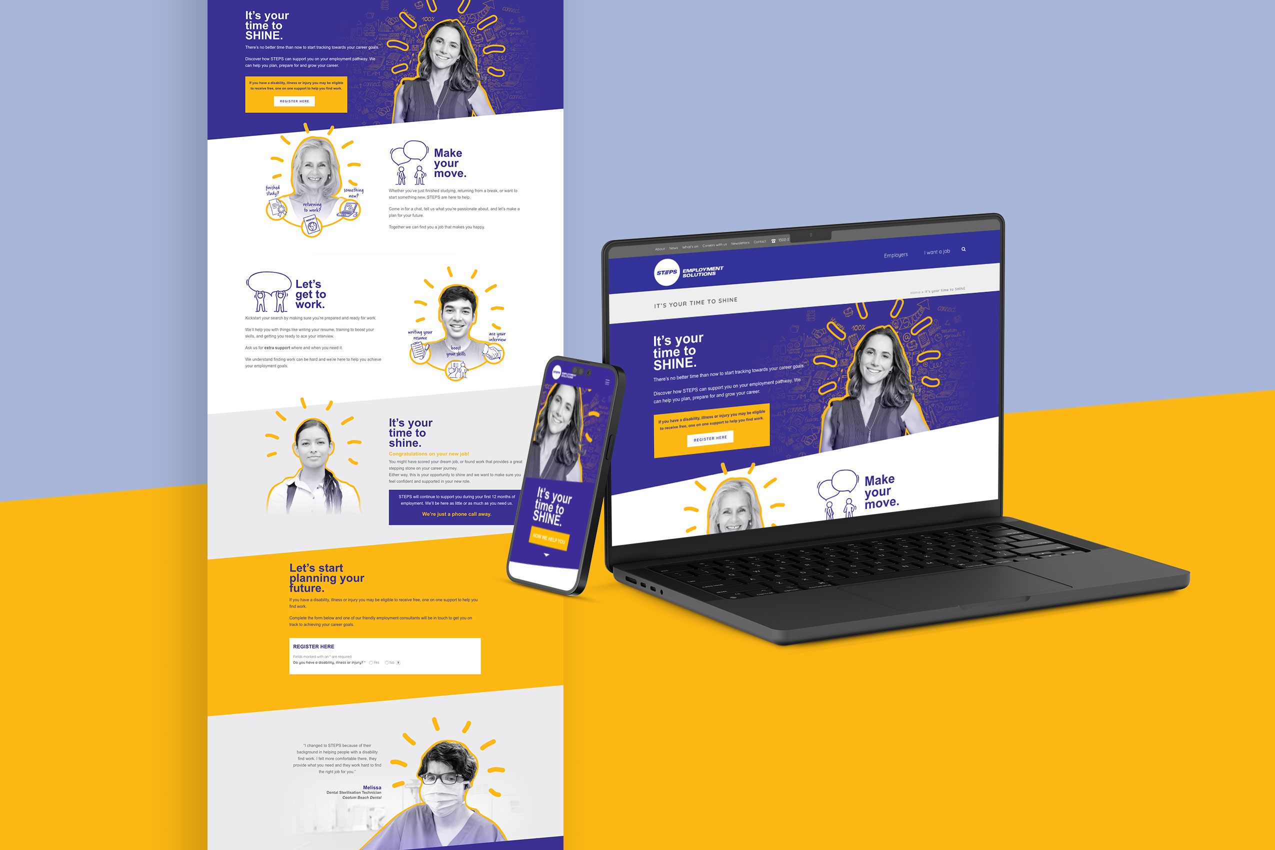 Responsive website design for Time to Shine job seeker initiative