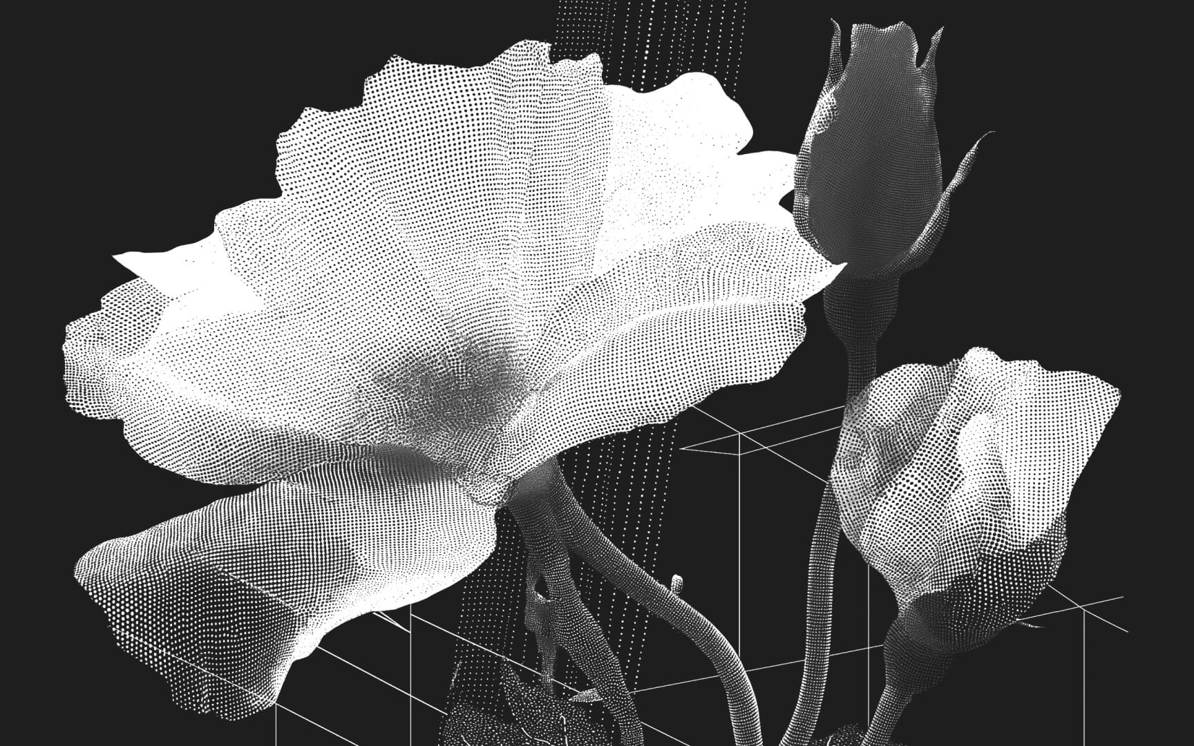 stylzed pixelated flower for artistic background