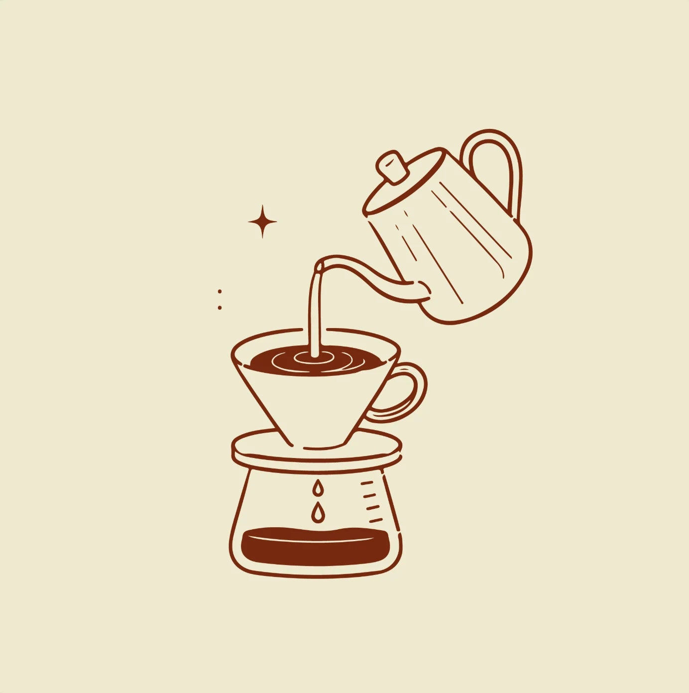 Coffee brewing with a pour-over cone.