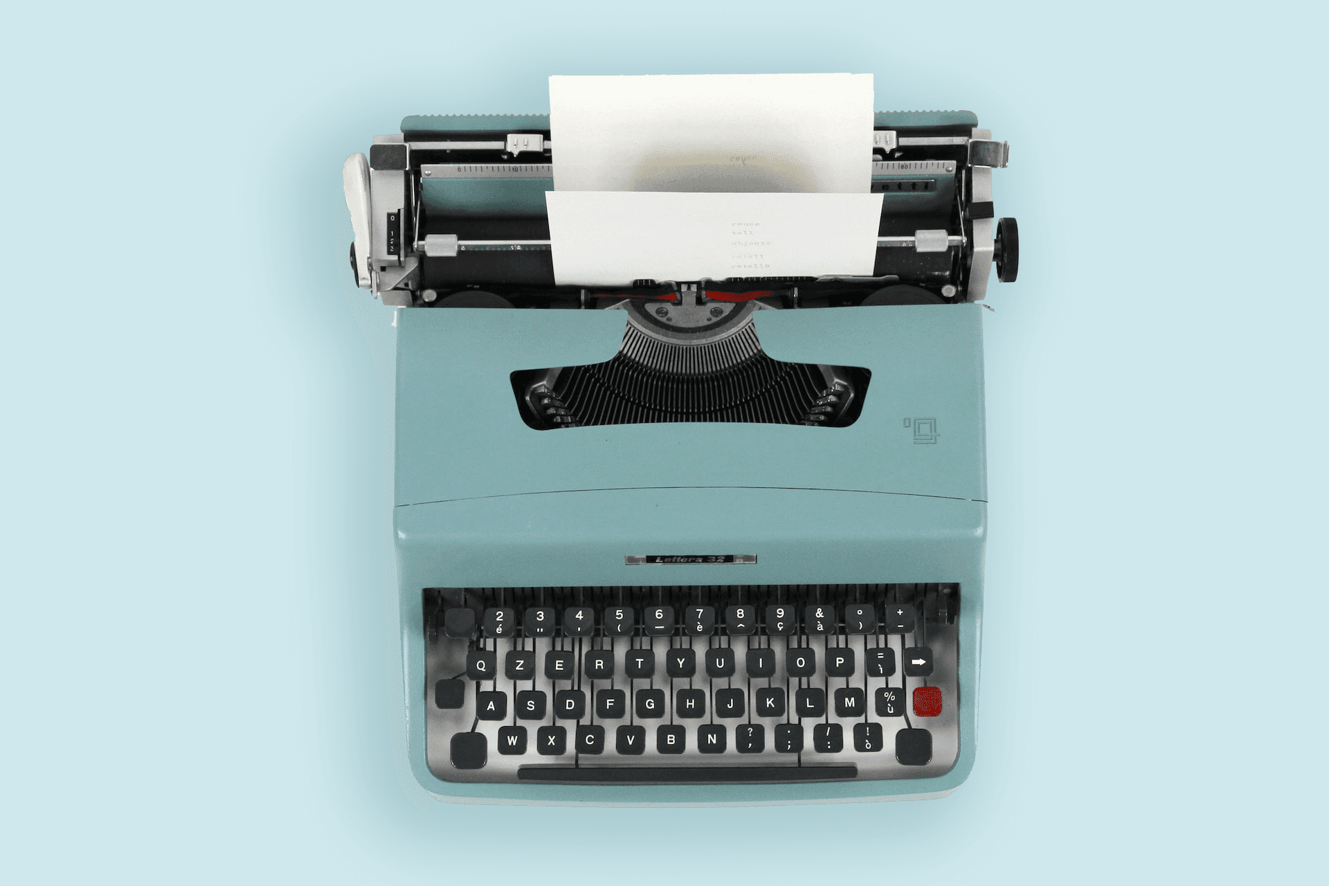 Light blue vintage typewriter