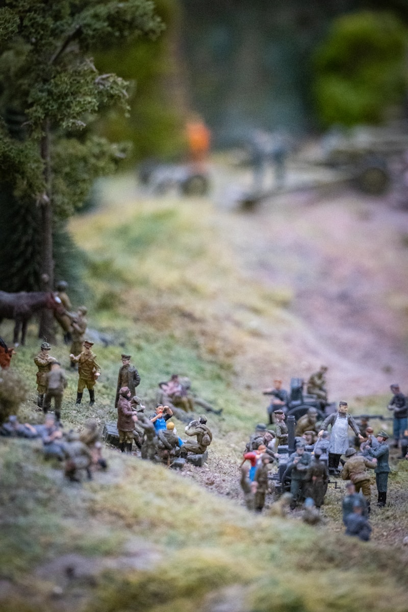 Painted miniatures on a hill