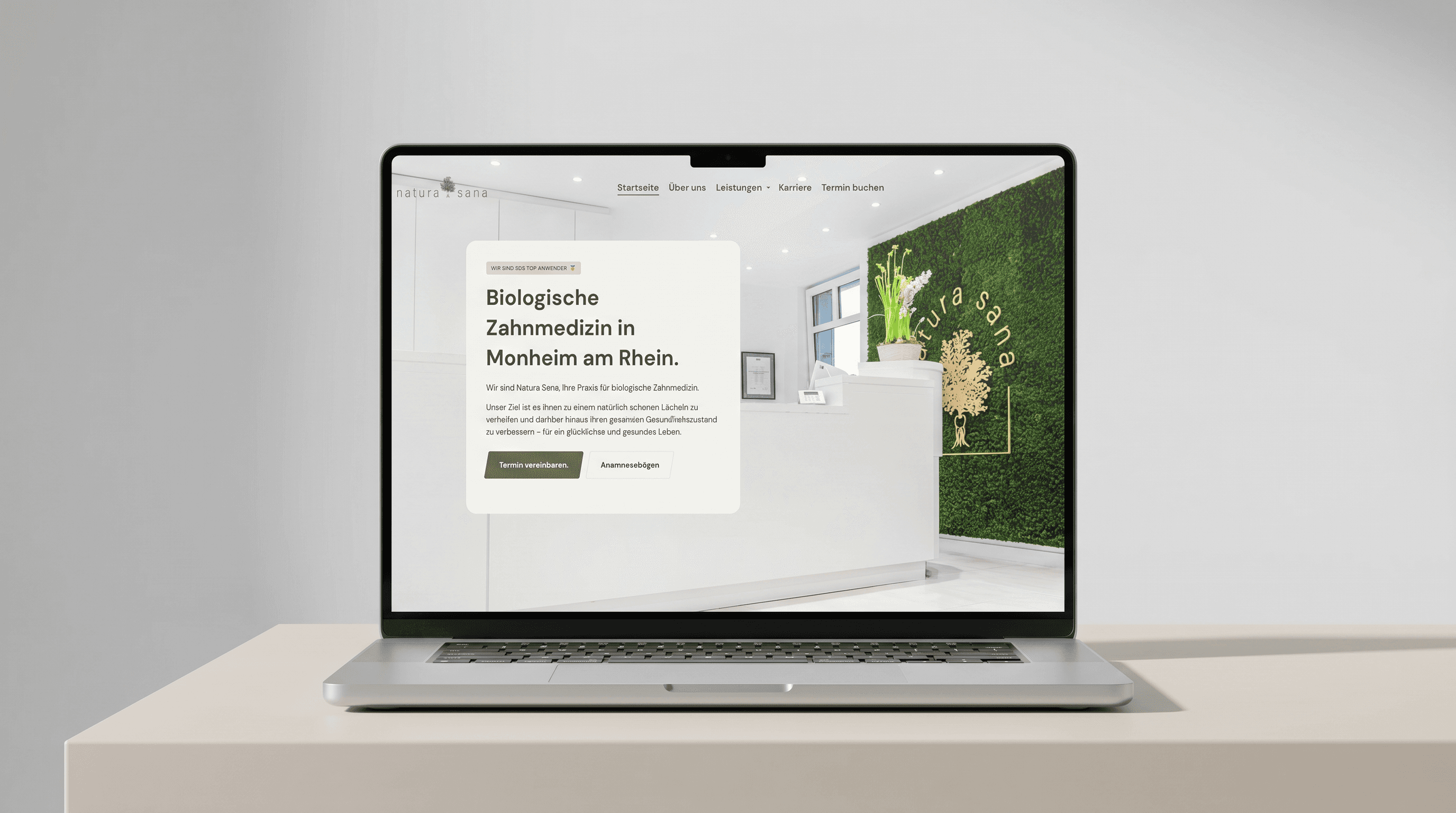 Website Design von Rheinmarketing für die Monheimer Zahnarztpraxis Natura Sana