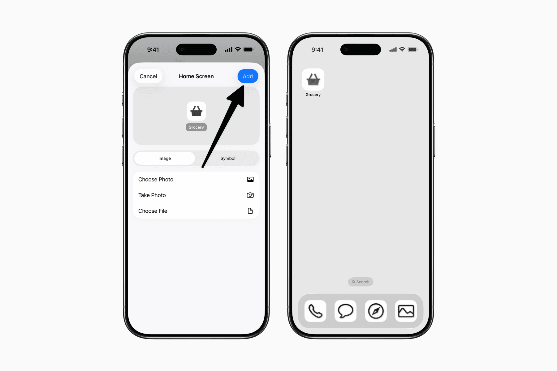 Adding a shortcut to the Home Screen