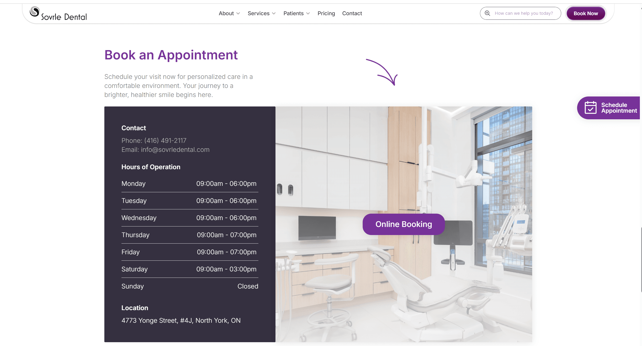 Sovrle Dental Contact Us Page