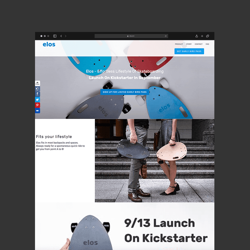 elos Kickstarter 募資頁面長條圖設計 Mockup