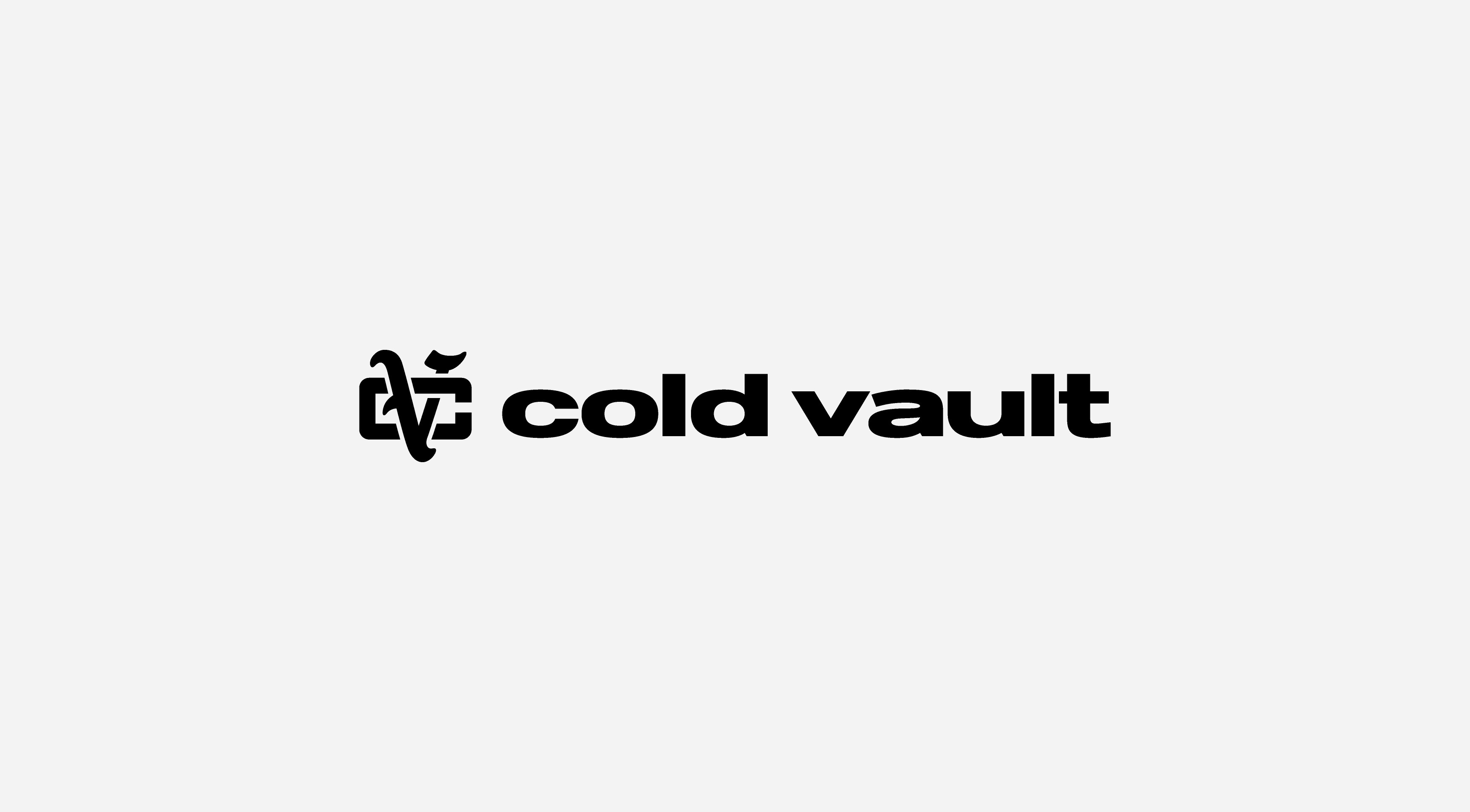 Logo design for Cold Vault, a modern jewellery and clothing brand featuring a bold monogram and minimal wordmark