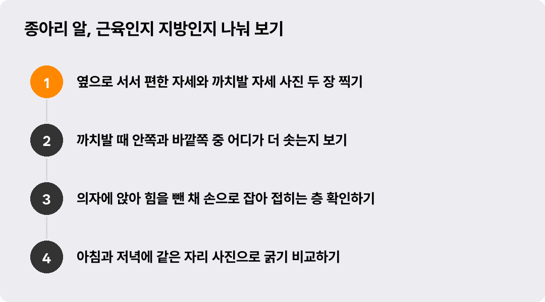 종아리 알, 근육인지 지방인지 나눠 보기