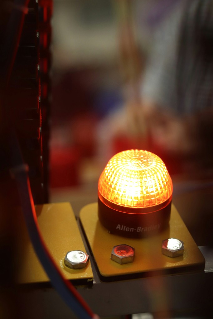 orange and black round lamp