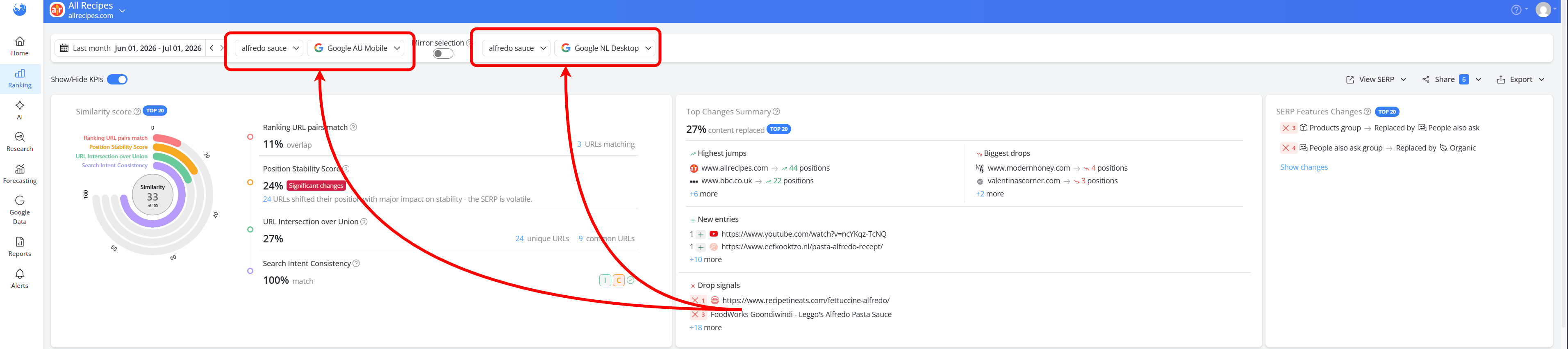 how-to-compare-the-same-keyword