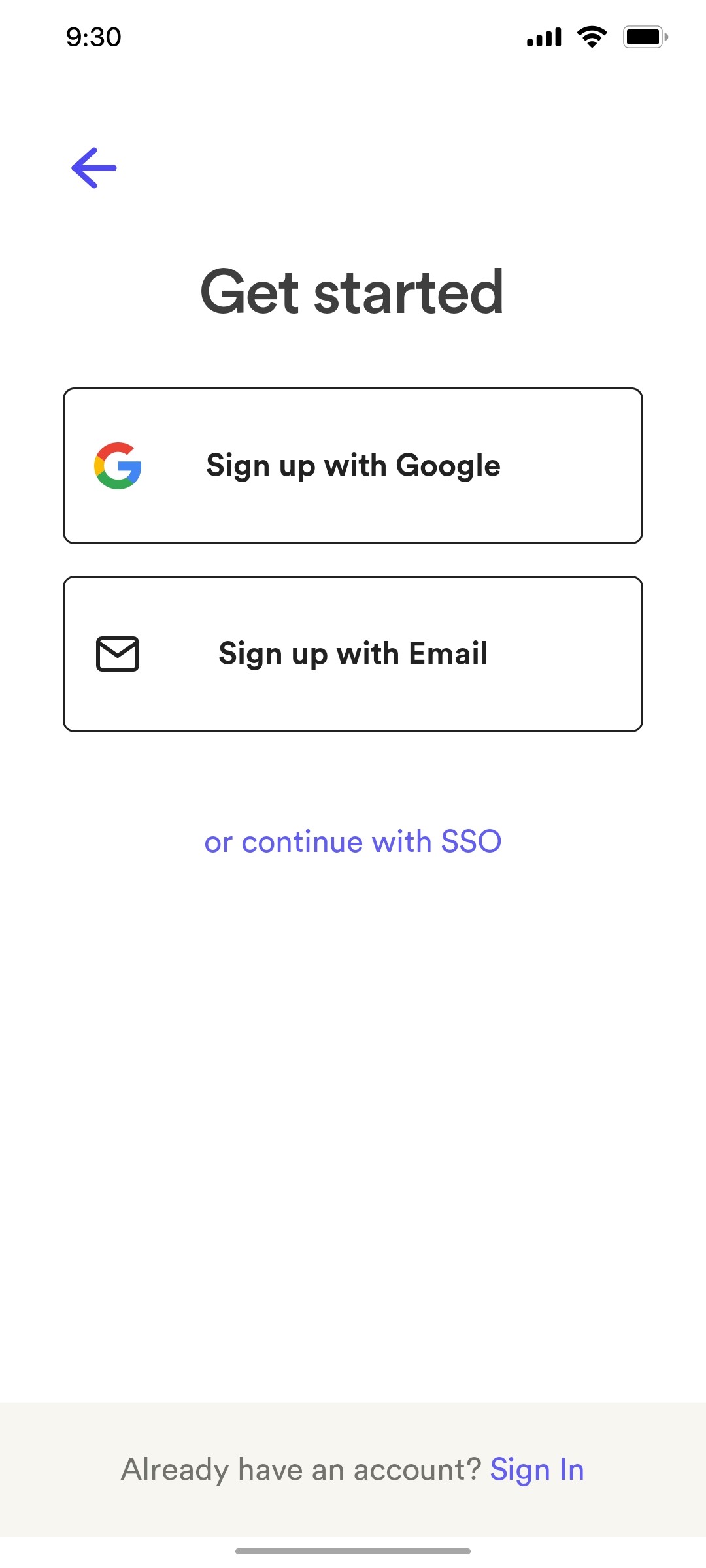 loom Signup screen