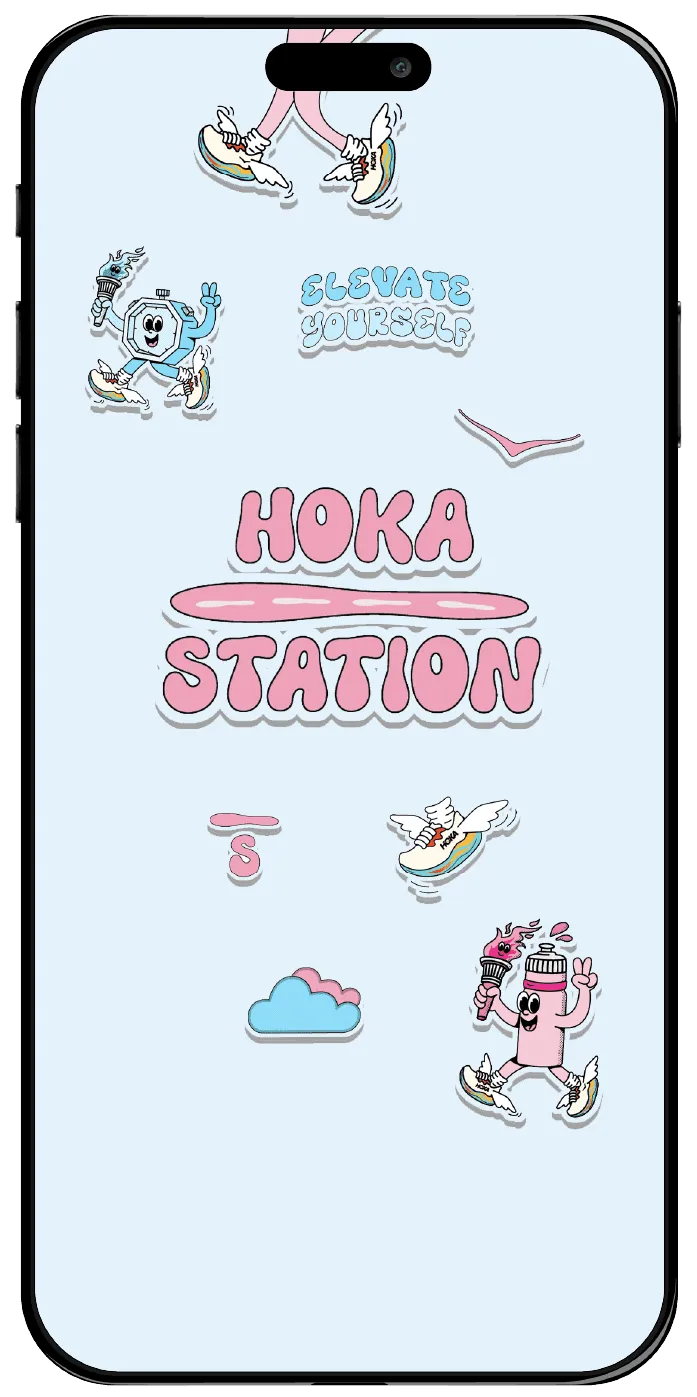 Maquettes d'interfaces UI de l'application mobile de testing et d'inscription pour l'événement Hoka.