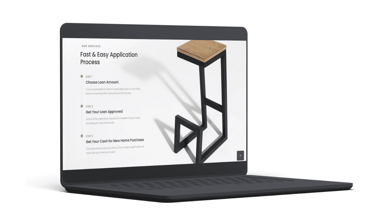 A laptop mock up showing website designs