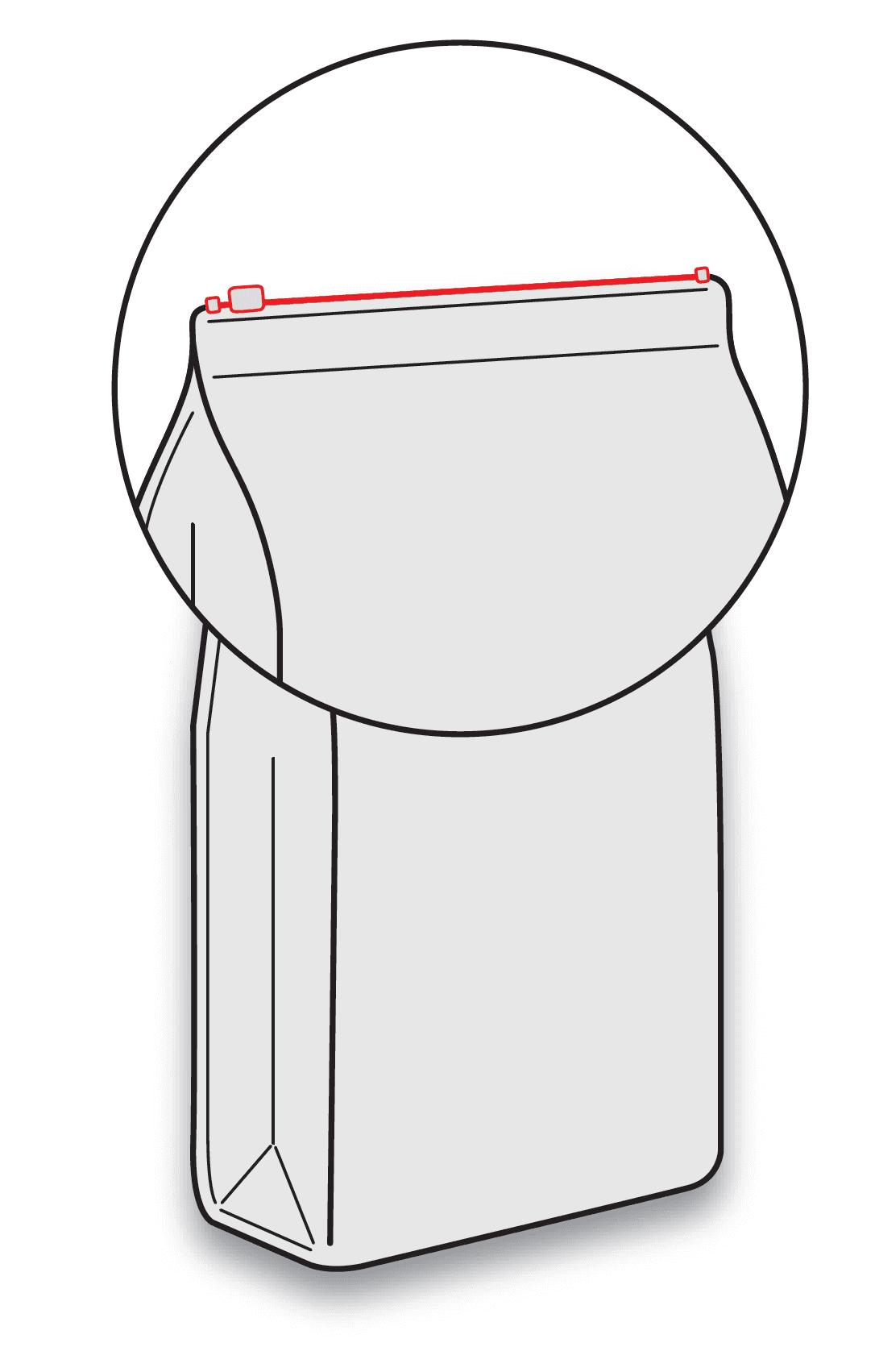 Nahaufnahme einer Tüte mit Reißverschluss, Verpackung