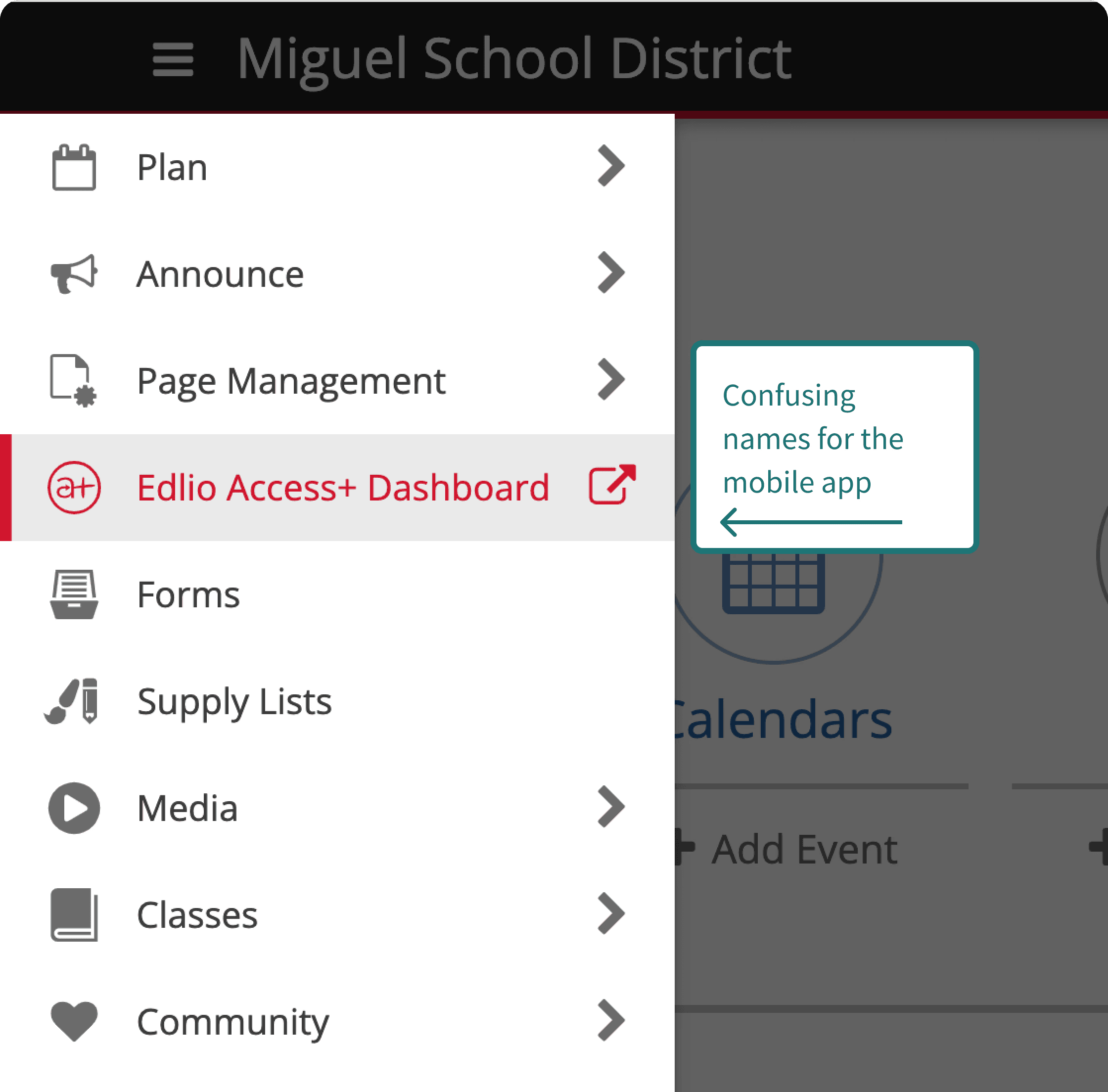 notes for confusing names for mobile app