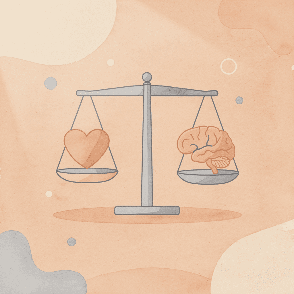 Balance scale icon comparing agency choices