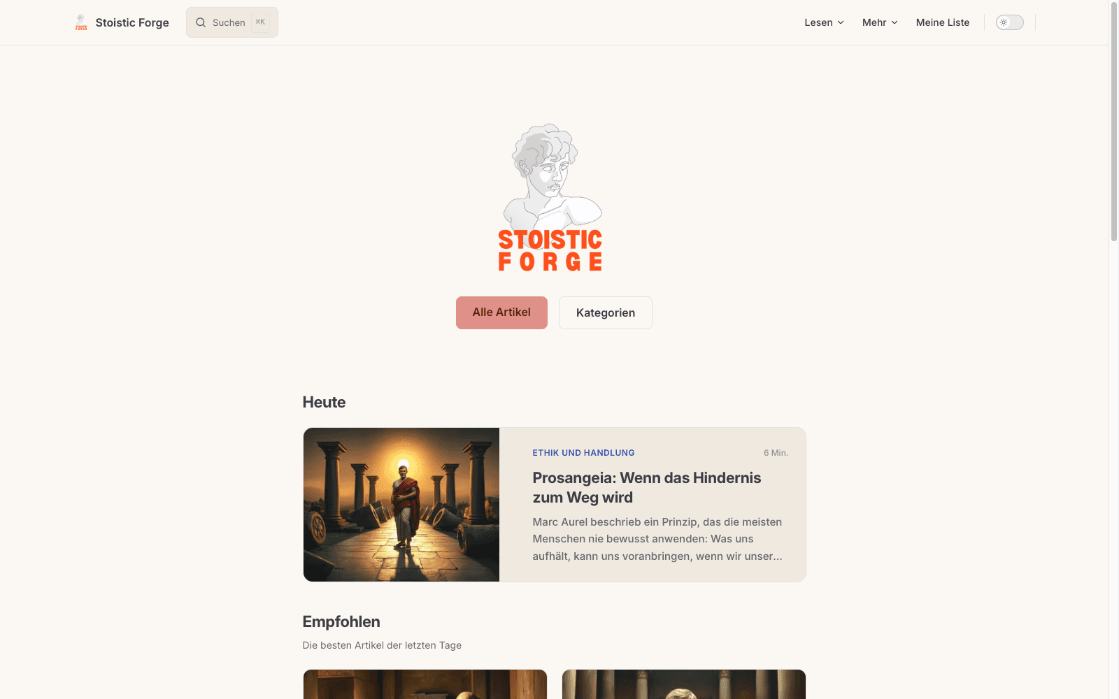 Startseite des Online-Magazins Stoistic Forge
