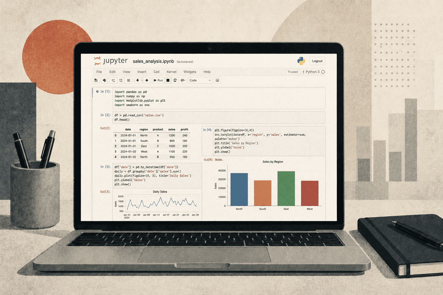 Jupyter notebooks on a laptop