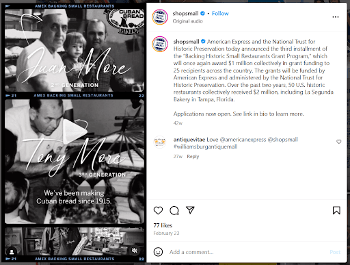 Instagram hyperlocal marketing example