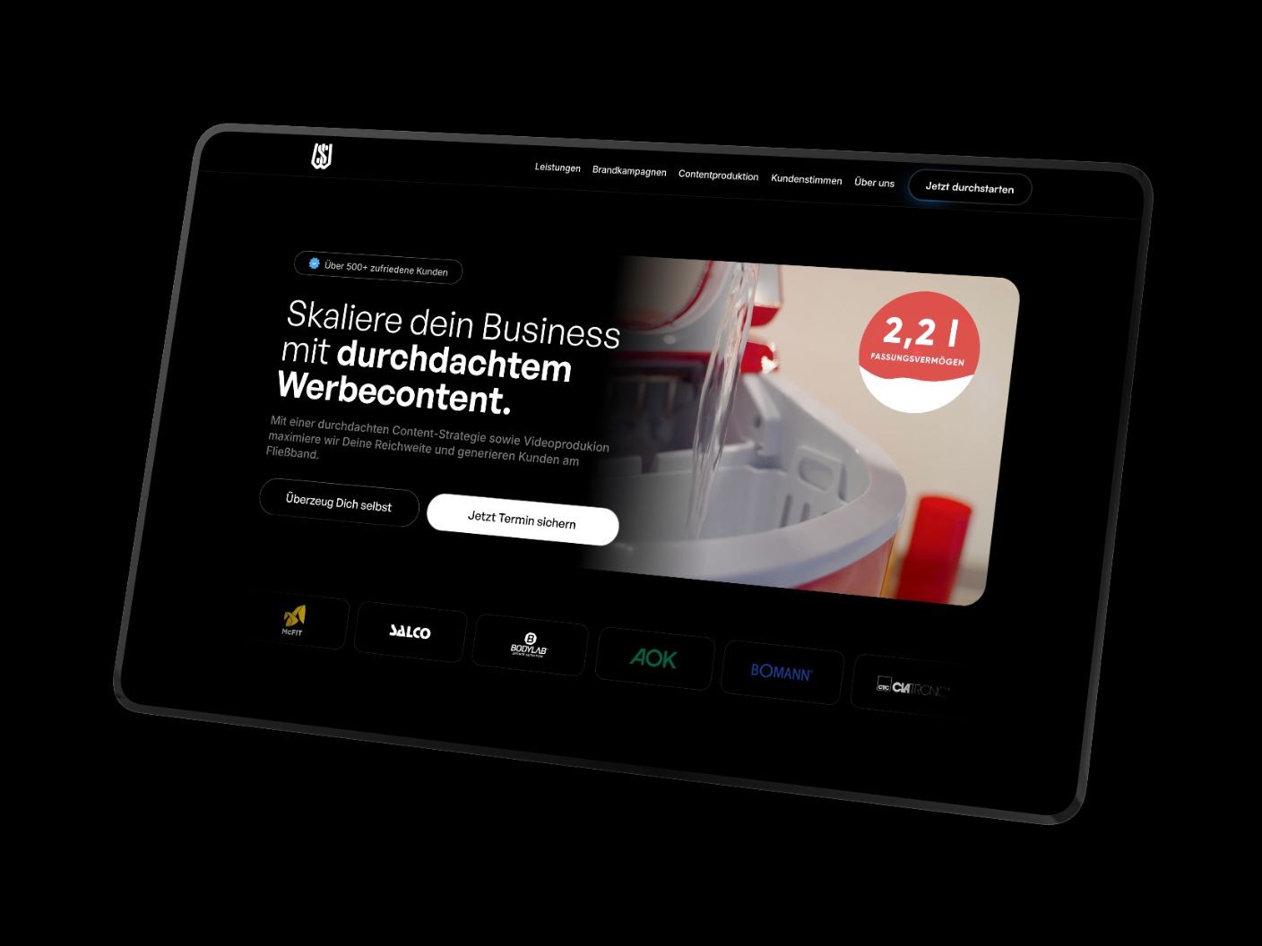 Minimalistisches Website-Design mit viel Weißraum